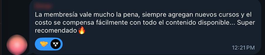 Reseña de un miembro de la Membresía VIP en el grupo de Telegram