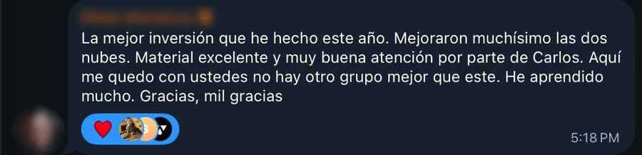 Reseña de un miembro de la Membresía VIP en el grupo de Telegram