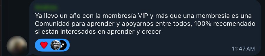 Reseña de un miembro de la Membresía VIP en el grupo de Telegram