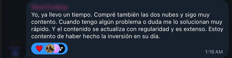 Reseña de un miembro de la Membresía VIP en el grupo de Telegram