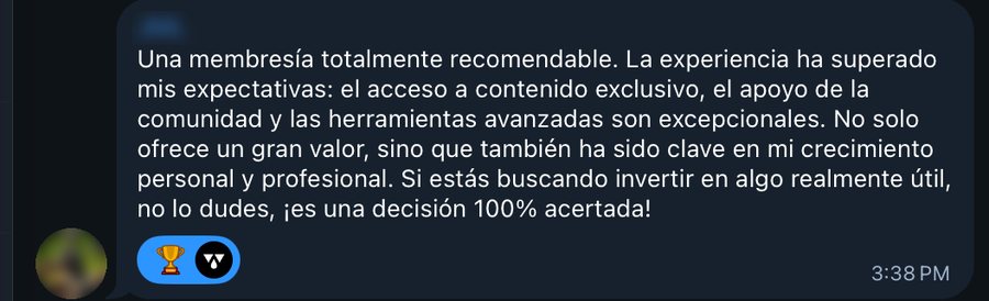 Reseña de un miembro de la Membresía VIP en el grupo de Telegram
