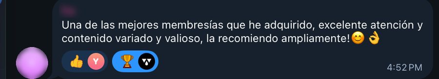 Reseña de un miembro de la Membresía VIP en el grupo de Telegram