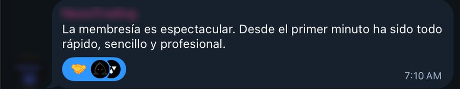 Reseña de un miembro de la Membresía VIP en el grupo de Telegram